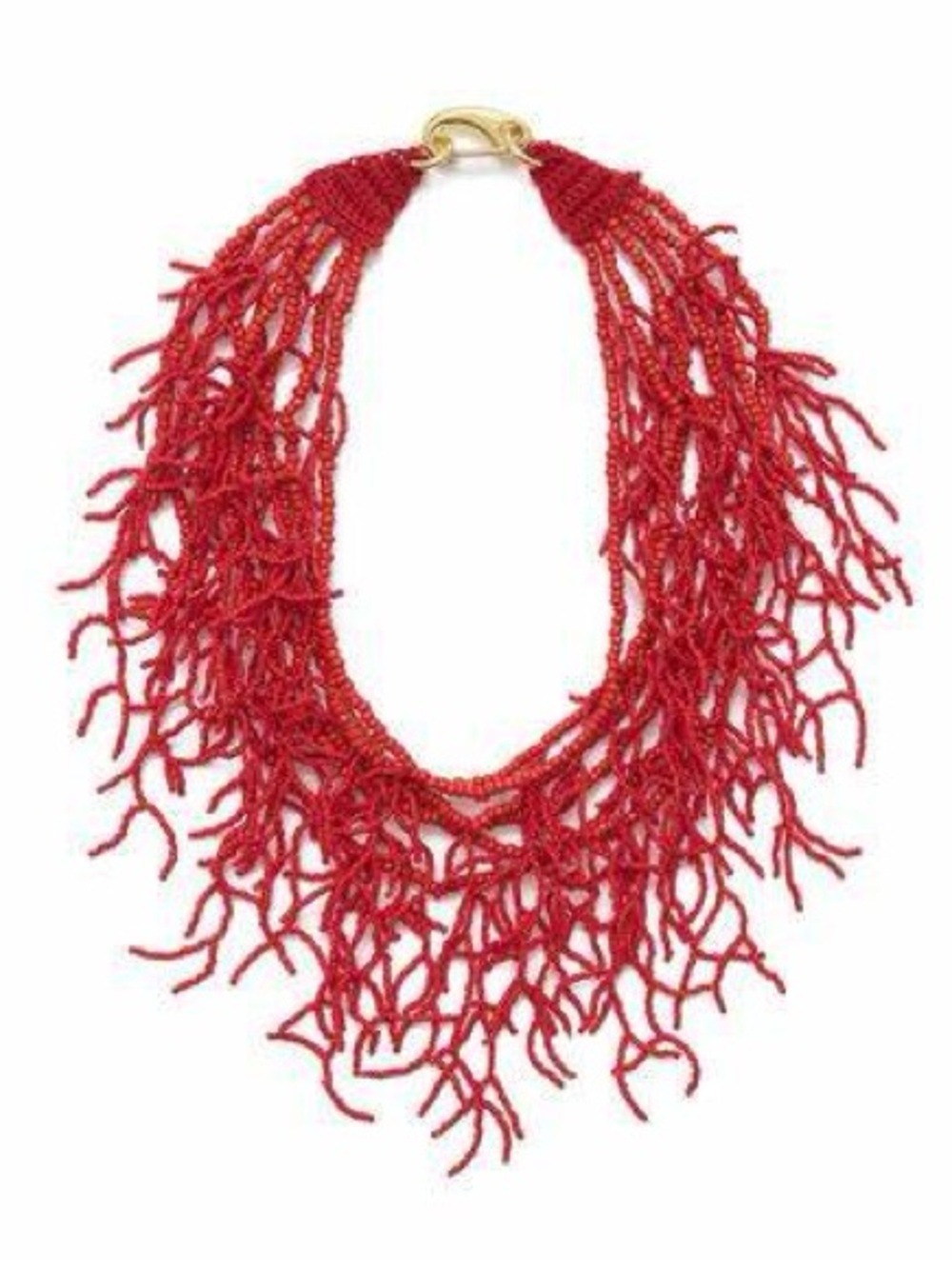 Hand Beaded Coral Bib Necklace - Made in India